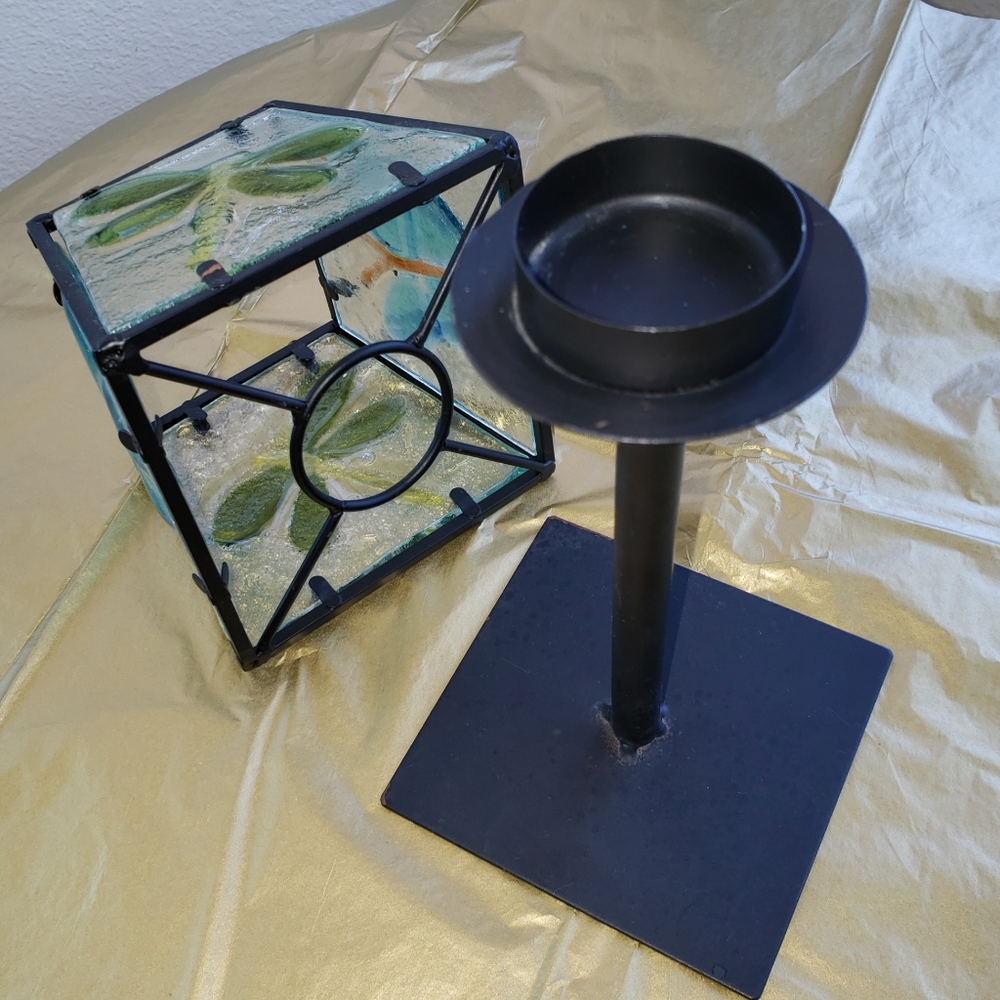 Glass and Metal Tea Light Stand NWOT - Picture 3 of 6